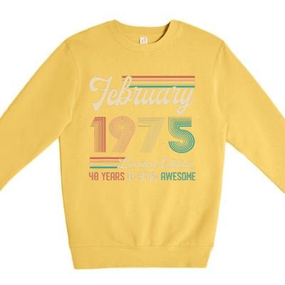 48 Years Old Gifts Vintage February 1975 48th Birthday Premium Crewneck Sweatshirt