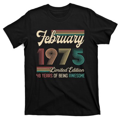 48 Years Old Gifts Vintage February 1975 48th Birthday T-Shirt