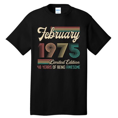 48 Years Old Gifts Vintage February 1975 48th Birthday Tall T-Shirt