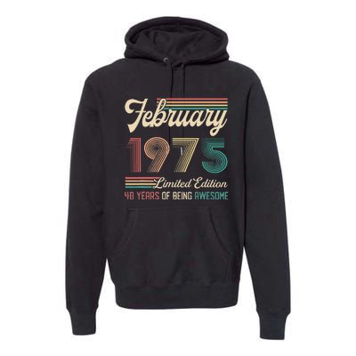 48 Years Old Gifts Vintage February 1975 48th Birthday Premium Hoodie