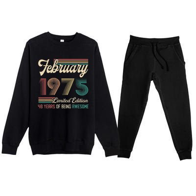 48 Years Old Gifts Vintage February 1975 48th Birthday Premium Crewneck Sweatsuit Set