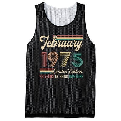 48 Years Old Gifts Vintage February 1975 48th Birthday Mesh Reversible Basketball Jersey Tank