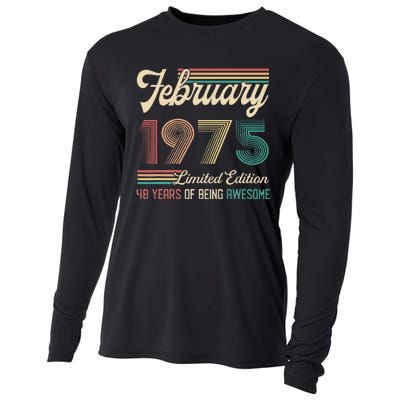 48 Years Old Gifts Vintage February 1975 48th Birthday Cooling Performance Long Sleeve Crew