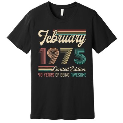 48 Years Old Gifts Vintage February 1975 48th Birthday Premium T-Shirt