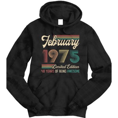 48 Years Old Gifts Vintage February 1975 48th Birthday Tie Dye Hoodie