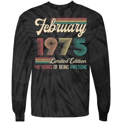 48 Years Old Gifts Vintage February 1975 48th Birthday Tie-Dye Long Sleeve Shirt