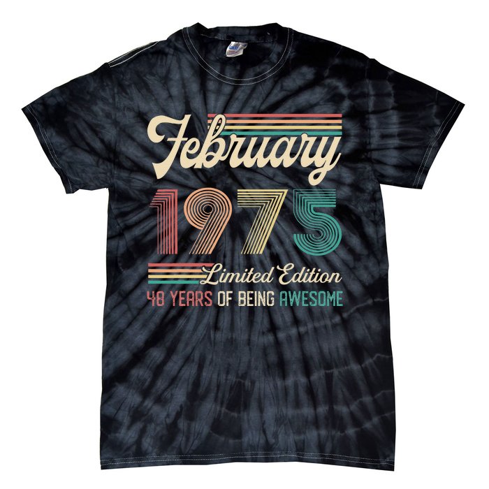 48 Years Old Gifts Vintage February 1975 48th Birthday Tie-Dye T-Shirt