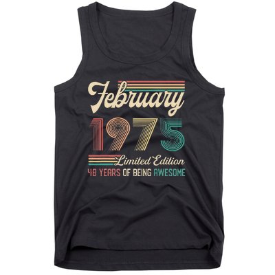 48 Years Old Gifts Vintage February 1975 48th Birthday Tank Top