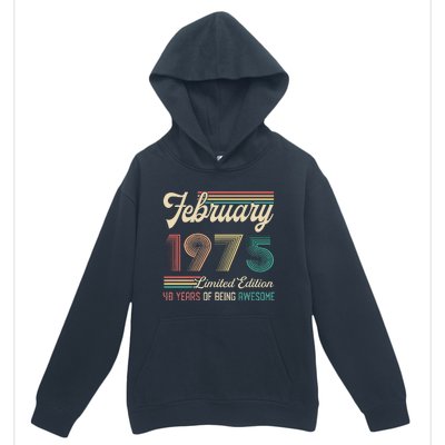 48 Years Old Gifts Vintage February 1975 48th Birthday Urban Pullover Hoodie