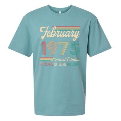 48 Years Old Gifts Vintage February 1975 48th Birthday Sueded Cloud Jersey T-Shirt