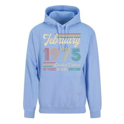 48 Years Old Gifts Vintage February 1975 48th Birthday Unisex Surf Hoodie