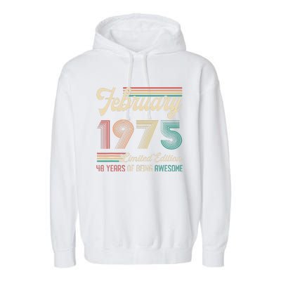 48 Years Old Gifts Vintage February 1975 48th Birthday Garment-Dyed Fleece Hoodie