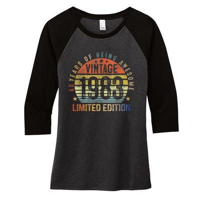 40 Year Old Gifts Vintage 1983 Limited Edition 40th Birthday Women's Tri-Blend 3/4-Sleeve Raglan Shirt