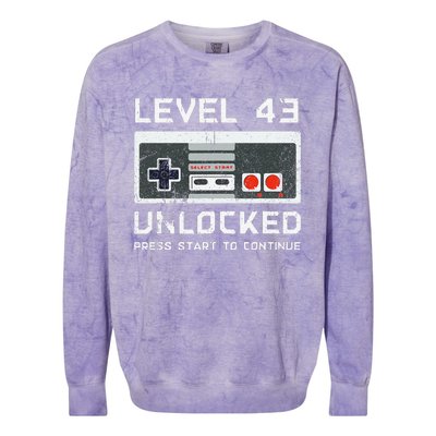 43 Year Old FortyThree Birthday Gift Level 43 Unlocked Game Colorblast Crewneck Sweatshirt