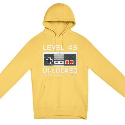 43 Year Old FortyThree Birthday Gift Level 43 Unlocked Game Premium Pullover Hoodie