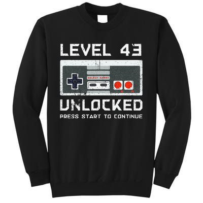 43 Year Old FortyThree Birthday Gift Level 43 Unlocked Game Sweatshirt