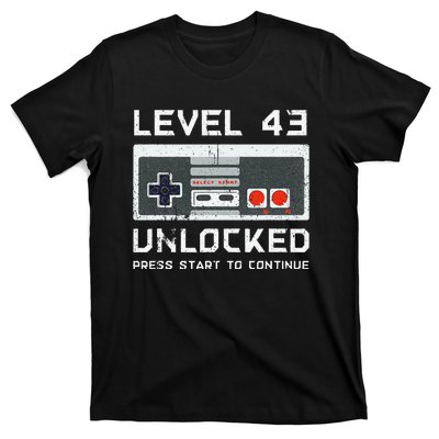 43 Year Old FortyThree Birthday Gift Level 43 Unlocked Game T-Shirt