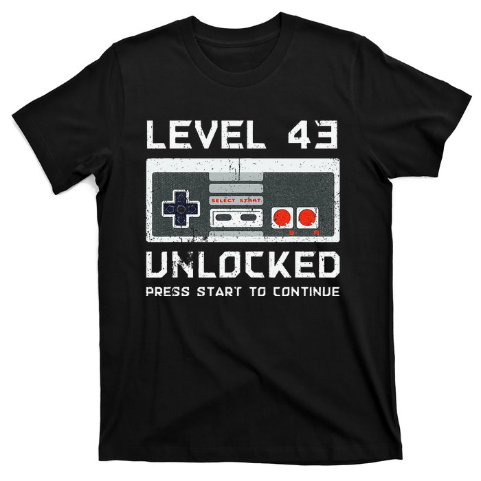 43 Year Old FortyThree Birthday Gift Level 43 Unlocked Game T-Shirt