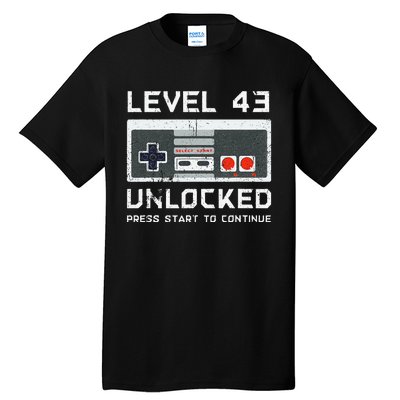 43 Year Old FortyThree Birthday Gift Level 43 Unlocked Game Tall T-Shirt