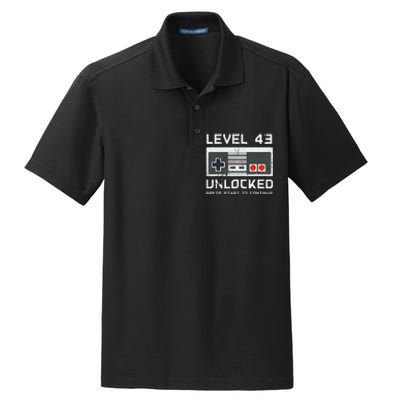 43 Year Old FortyThree Birthday Gift Level 43 Unlocked Game Dry Zone Grid Polo