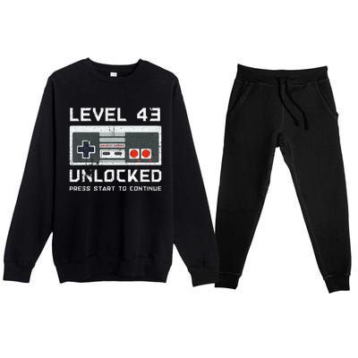 43 Year Old FortyThree Birthday Gift Level 43 Unlocked Game Premium Crewneck Sweatsuit Set