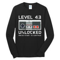 43 Year Old FortyThree Birthday Gift Level 43 Unlocked Game Tall Long Sleeve T-Shirt