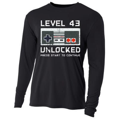 43 Year Old FortyThree Birthday Gift Level 43 Unlocked Game Cooling Performance Long Sleeve Crew