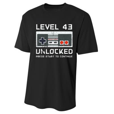 43 Year Old FortyThree Birthday Gift Level 43 Unlocked Game Performance Sprint T-Shirt