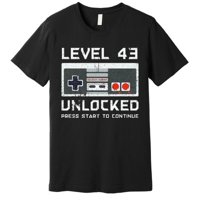 43 Year Old FortyThree Birthday Gift Level 43 Unlocked Game Premium T-Shirt