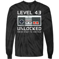 43 Year Old FortyThree Birthday Gift Level 43 Unlocked Game Tie-Dye Long Sleeve Shirt