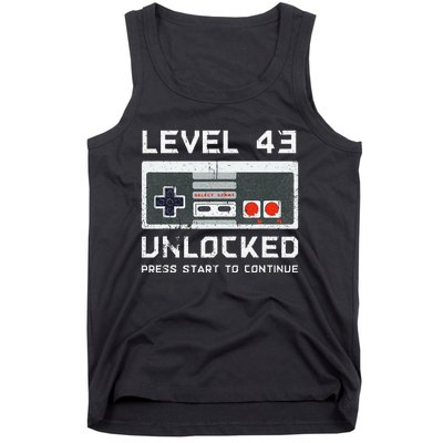 43 Year Old FortyThree Birthday Gift Level 43 Unlocked Game Tank Top