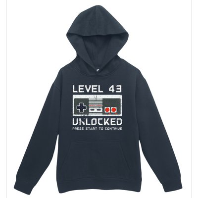 43 Year Old FortyThree Birthday Gift Level 43 Unlocked Game Urban Pullover Hoodie