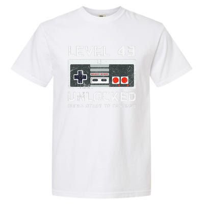 43 Year Old FortyThree Birthday Gift Level 43 Unlocked Game Garment-Dyed Heavyweight T-Shirt