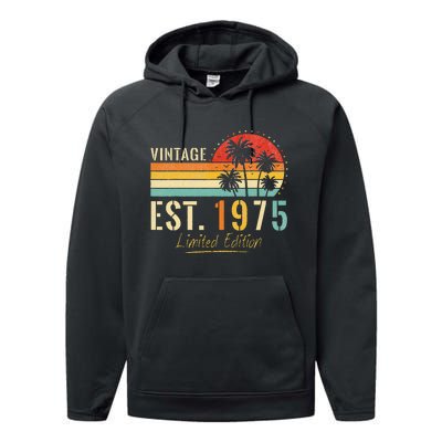 48 Years Old Vintage Est 1975 Limited Edition 48th Birthday Performance Fleece Hoodie