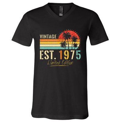 48 Years Old Vintage Est 1975 Limited Edition 48th Birthday V-Neck T-Shirt