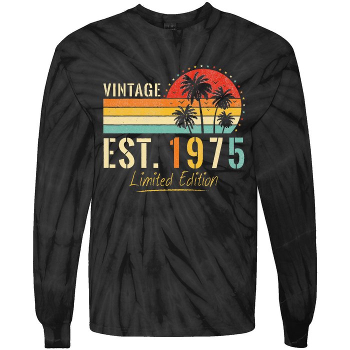 48 Years Old Vintage Est 1975 Limited Edition 48th Birthday Tie-Dye Long Sleeve Shirt