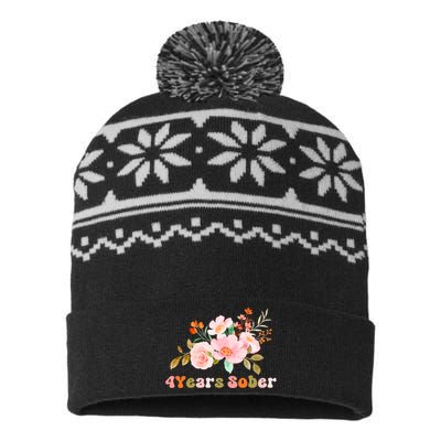 4 Years Sober Gift Sober Anniversary Gift Sobriety Gift Recovery Soberversary USA-Made Snowflake Beanie