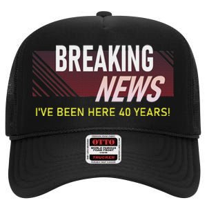 40 Year Work Anniversary 40th Employee Appreciation High Crown Mesh Back Trucker Hat