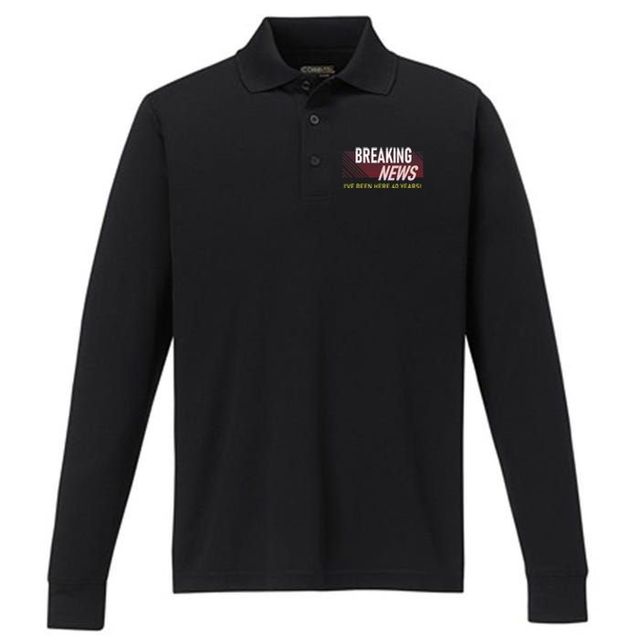 40 Year Work Anniversary 40th Employee Appreciation Performance Long Sleeve Polo