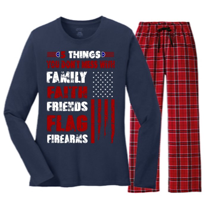 5 Things You Do Not Mess With Pro America Women's Long Sleeve Flannel Pajama Set 