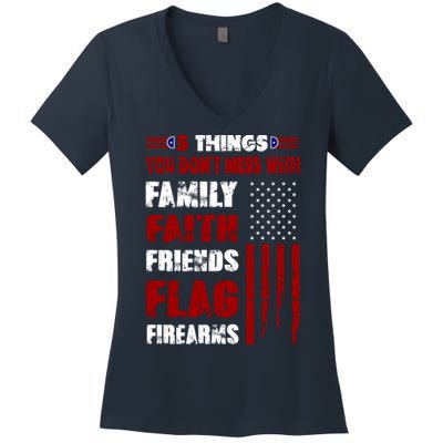 5 Things You Do Not Mess With Pro America Women's V-Neck T-Shirt
