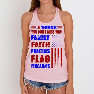 5 Things You Do Not Mess With Pro America Women's Knotted Racerback Tank