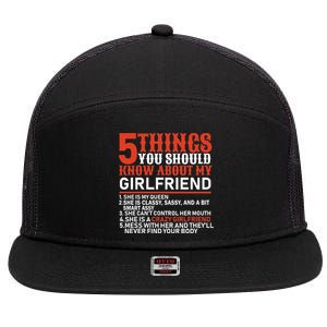 5 Things You Should Know About My Girlfriend 7 Panel Mesh Trucker Snapback Hat