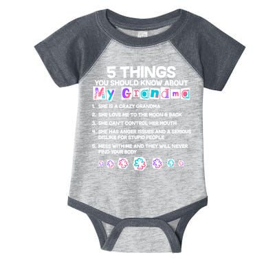 5 Things You Should Know About My Grandma Infant Baby Jersey Bodysuit