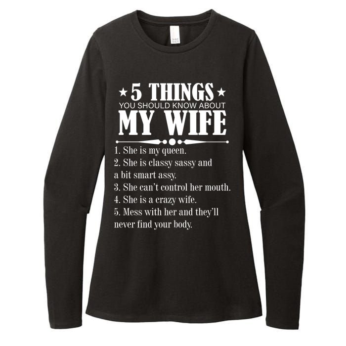 5 Things You Should Know About My Wife Funny Womens CVC Long Sleeve Shirt