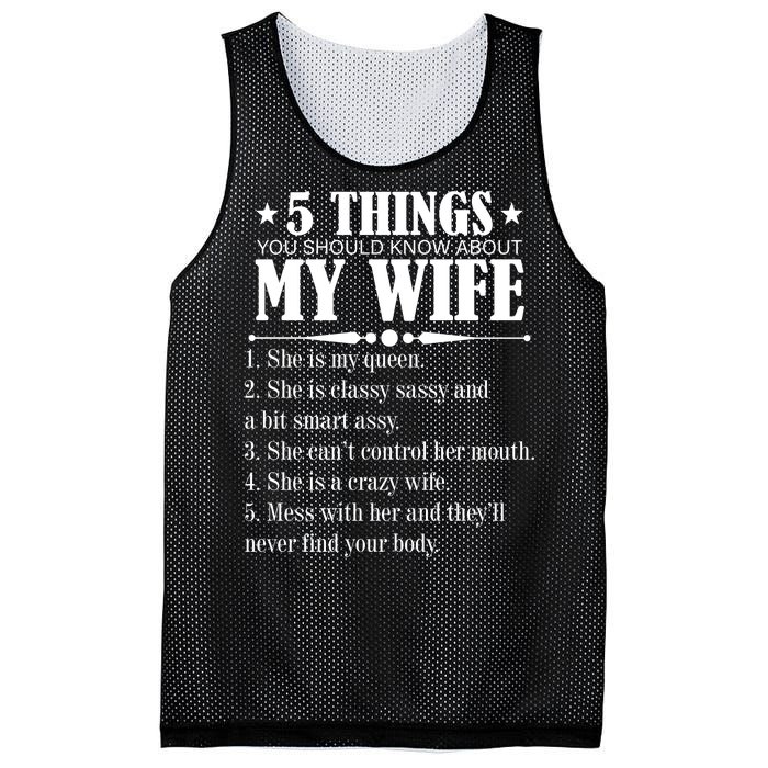 5 Things You Should Know About My Wife Funny Mesh Reversible Basketball Jersey Tank