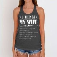 5 Things You Should Know About My Wife Funny Women's Knotted Racerback Tank