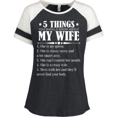 5 Things You Should Know About My Wife Funny Enza Ladies Jersey Colorblock Tee