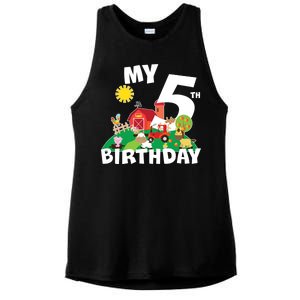 5 Year Old Farm My 5th Birthday Ladies PosiCharge Tri-Blend Wicking Tank