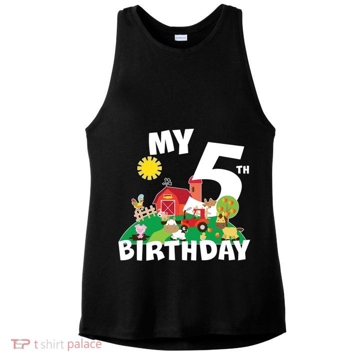 5 Year Old Farm My 5th Birthday Ladies PosiCharge Tri-Blend Wicking Tank